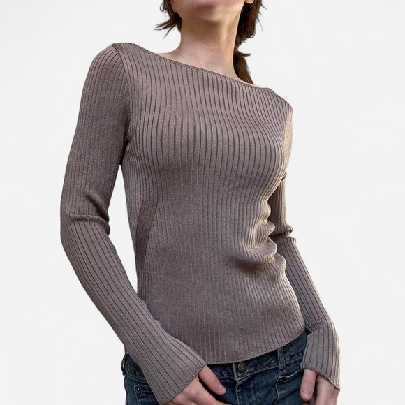 Abercrombie ribbed boat neck long sleeve top - Picture 1 of 8
